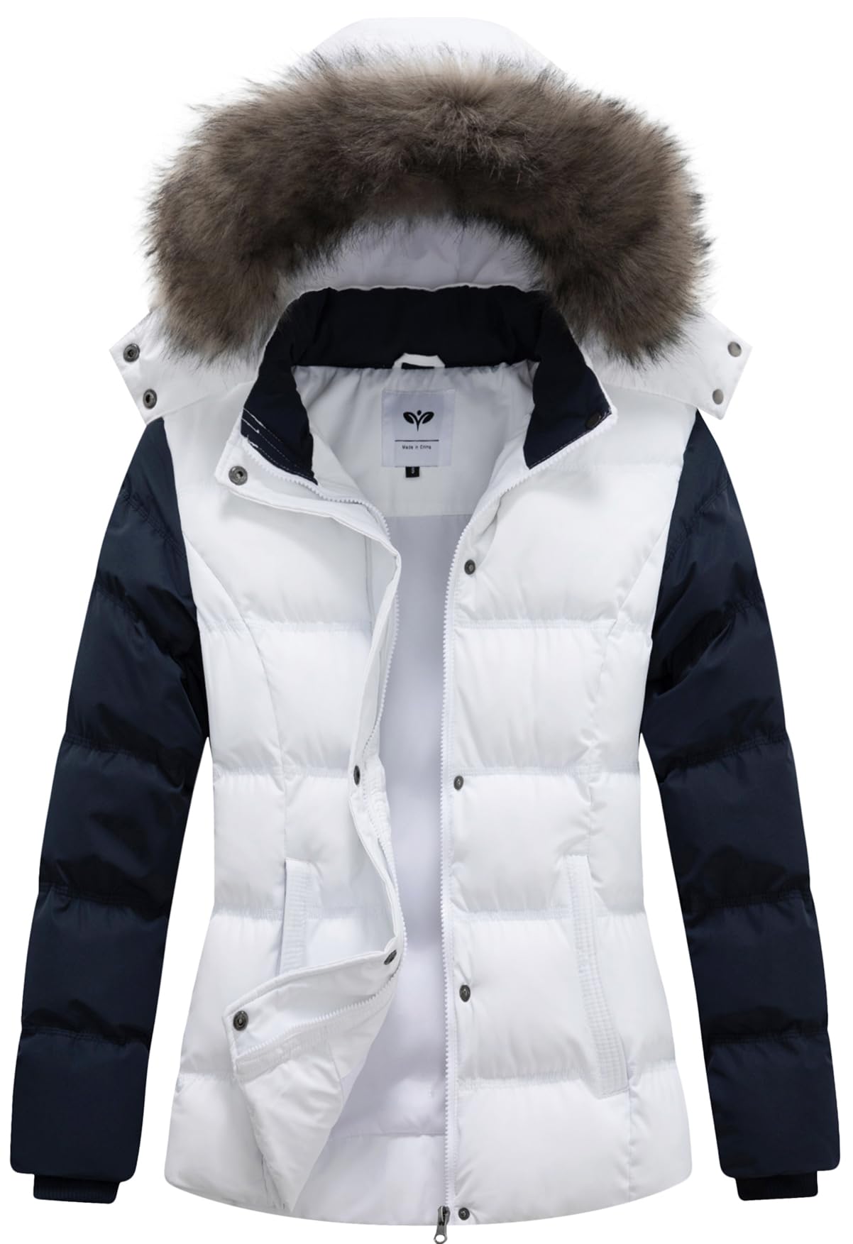 GGleaf Women's Hooded Warm Winter Coat Quilted Thicken Puffer Jacket with Removable Fur Hood